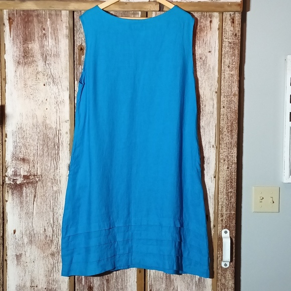 Flax by Jeanne Englehart sleeveless high neck pockets decorative pin tucks  L - Picture 1 of 9